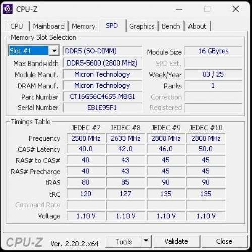 Crucial DDR5-5600 32GB (2x16GB) SO-DIMM Laptop RAM