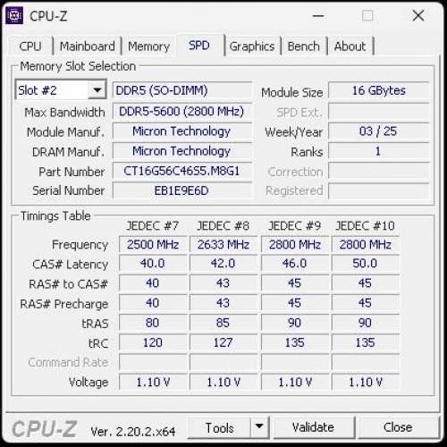 Crucial DDR5-5600 32GB (2x16GB) SO-DIMM Laptop RAM