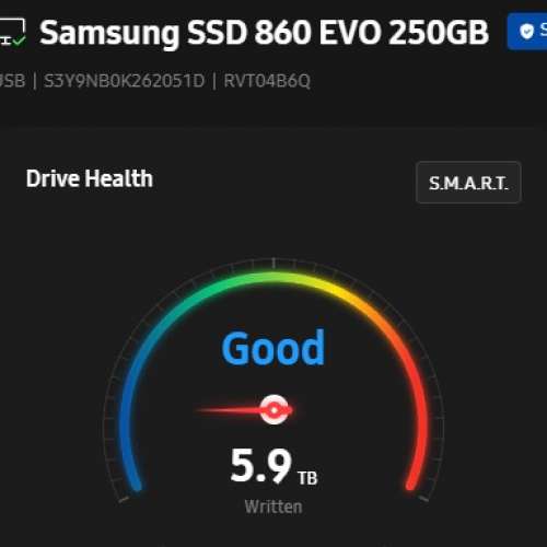 健康良好有圖Samsung SSD 860 EVO 250GB SATA III 2.5"