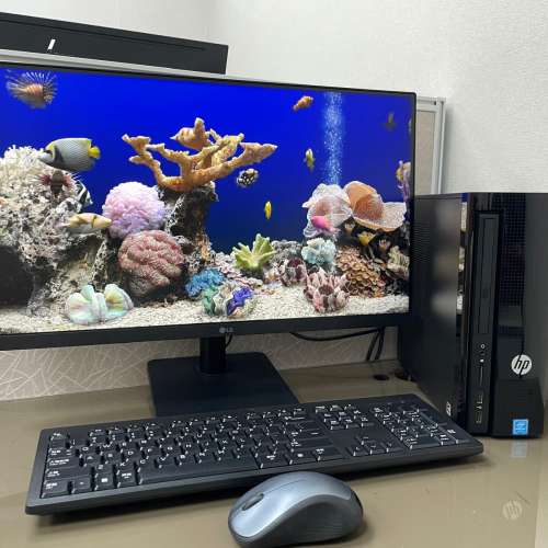 電腦全套(包括LG高清顯示器、HP全新鍵盤 .Logitech無線滑鼠及連接線)內置WiFi上網無...