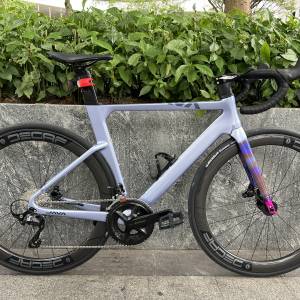 亮光淺紫羅藍色 51碼 JAVA FUOCO TOP 火6 24速 油剎桶軸 碳刀碳纖維公路車 送水架前...