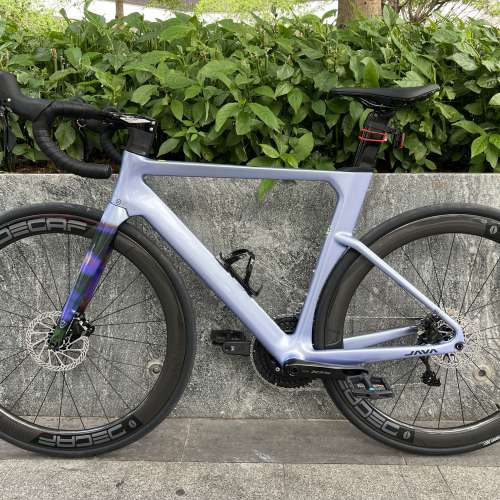 亮光淺紫羅藍色 51碼 JAVA FUOCO TOP 火6 24速 油剎桶軸 碳刀碳纖維公路車 送水架前...
