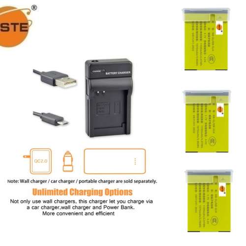 DSTE NB-5L Fully Decoded Lithium-Ion Battery With USB-C Charger For CANON Camera