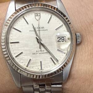 【古董刁陀】Tudor 75204 Prince Oysterdate｜稀有銀布紋面 Linen Dial｜18K白金狗...