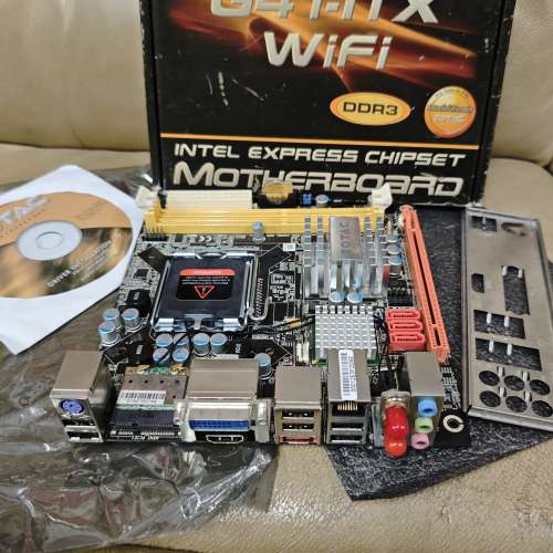 壞，二手(極新淨ITX) ZOTAE G41底板，有背板，有盒，有碟。