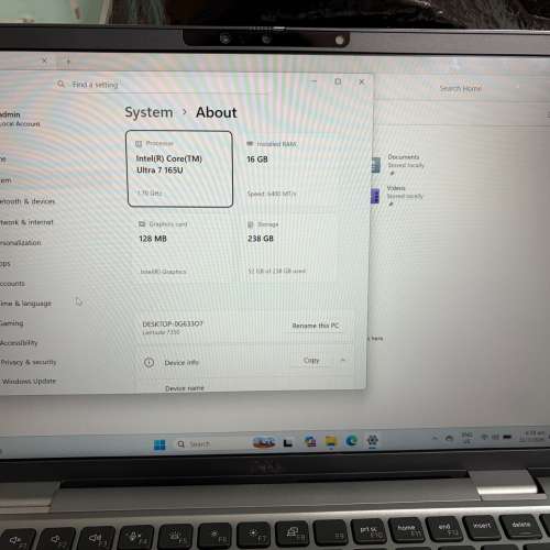 Dell latitude 7350 intel core ultra 7 165u vpro 16GB RAM 256 SSD