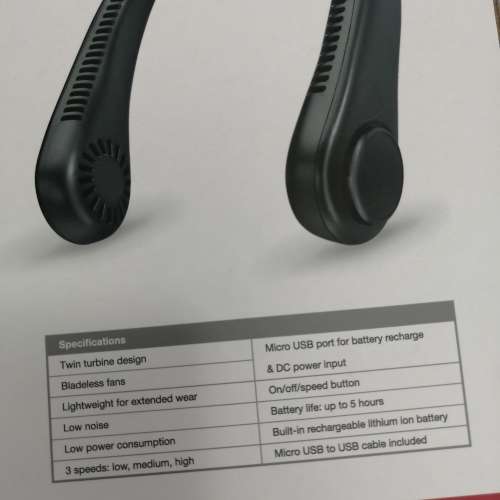 全新 輕巧掛頸風扇