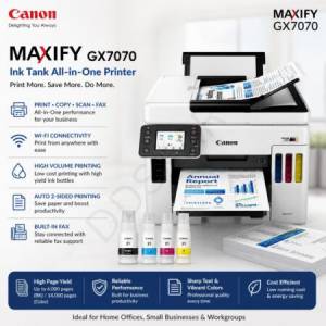 少用機8成防水墨合個人公司有快速雙面copyCanon MAXIFY GX7070加墨式高速噴墨Printer