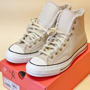 100%全新 Converse Chuck 70s 男裝 UK 8號 米色真皮製 All Star波鞋