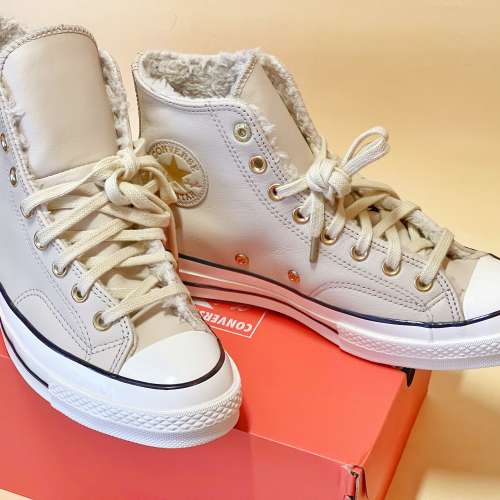 100%全新 Converse Chuck 70s 男裝 UK 8號 米色真皮製 All Star波鞋