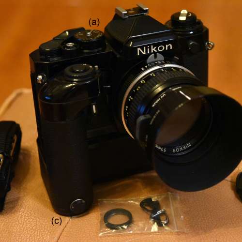 新淨Nikon FE菲林機配Nikkor 50mm鏡及MD-12電動捲片器