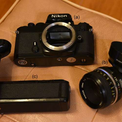 新淨Nikon FE菲林機配Nikkor 50mm鏡及MD-12電動捲片器
