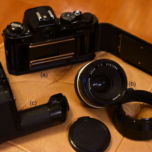 新淨Nikon FE菲林機配Nikkor 50mm鏡及MD-12電動捲片器