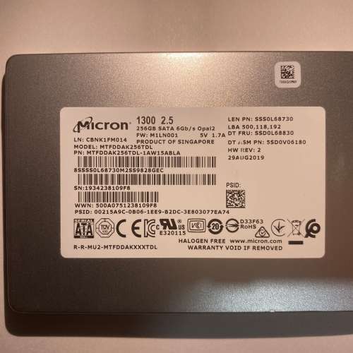 Micron 1300 256GB 2.5&rdquo; SATA SSD