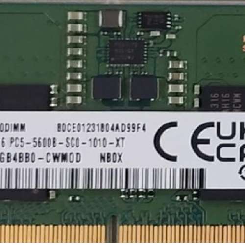 Samsung DDR5 5600 8GB SODIMM 記憶體 (新拆未用)