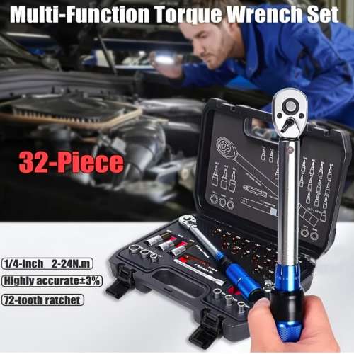 33Pcs in 1 Adjustable Torque Wrench Set (SET torque value), Bike Torque Wrench