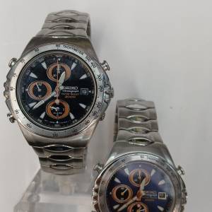 ( 市上無雙) 全新古董Seiko Macchina Guigiaro Sportiva Chronograph (有黑面和藍面...