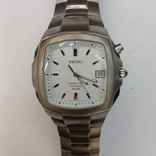 ( 全球唯一全新貨 ) 古董Vintage 2008 Seiko Titanium鈦金屬 Tank Kinetic自動發電...