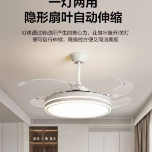 全新 48吋隱形扇葉吊扇連LED三色燈連有遙控