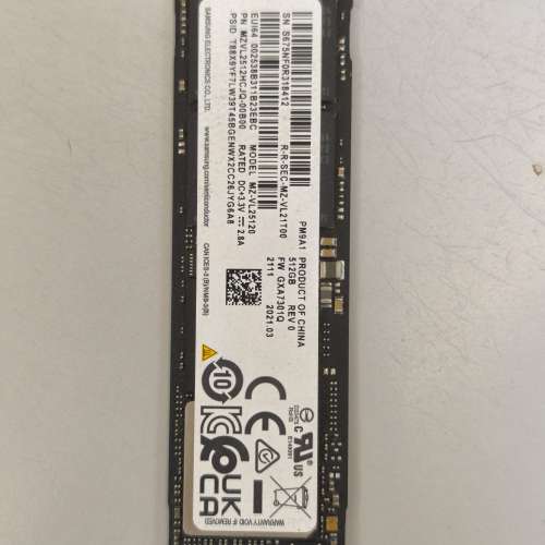 Samsung PCIe4.0 PM9A1 512GB SSD