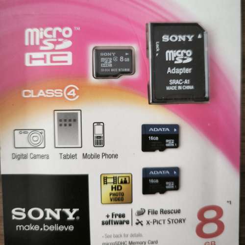 全新SONY microSD 8 GB + 正常用過的 ADATA microSD 16 GB x 2