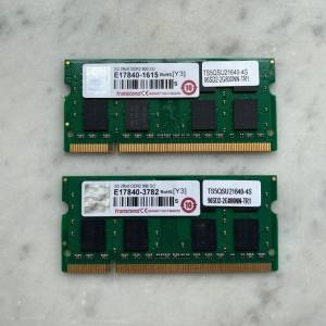 Transcend DDR2 800 2GB 筆記簿電腦記憶體 (兩條)