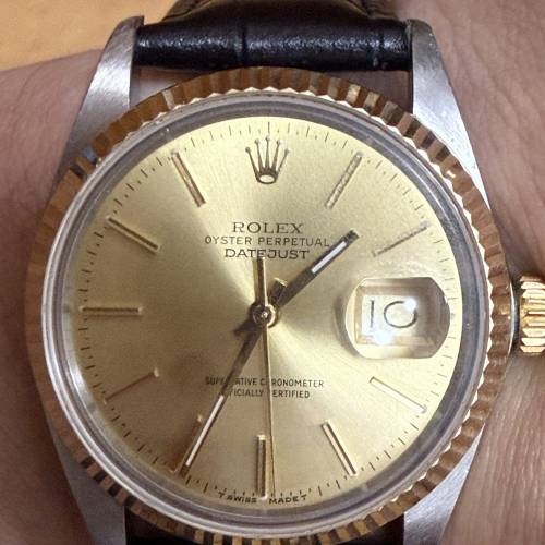 Rolex 16013 3035機芯 K金圈（不是原裝） 改了水晶玻璃面 送靚皮帶 代用扣 $19999