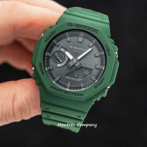 Montres Company 香港註冊公司(33年老店) 卡西歐 CASIO G-Shock 藍牙 綠色 八角行針...