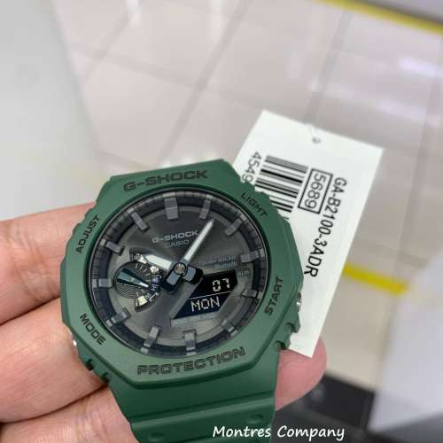 Montres Company 香港註冊公司(33年老店) 卡西歐 CASIO G-Shock 藍牙 綠色 八角行針...