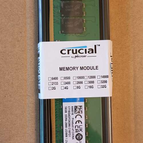 Crucial DDR4 2666mhz 16g 一條全新