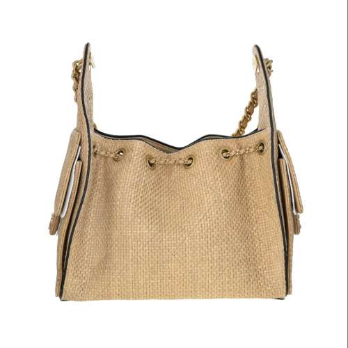 Chanel Woven Raffia 25 Hobo Small Beige