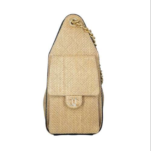 Chanel Woven Raffia 25 Hobo Small Beige