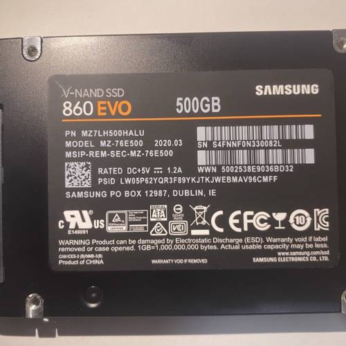 Samung 860EVO 500GB 2.5" SATA SSD