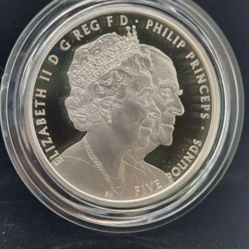 Platinum Wedding Anniversary &pound;5 Silver Proof Coin Box 2017 Royal Mint UK/英女...