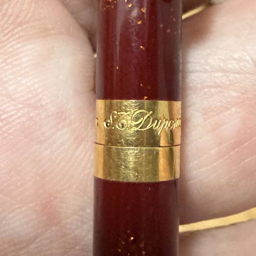 「【珍貴 1991 年香港老發票】S.T. Dupont 都彭 Classique 紅金沙中國漆原子筆（連...