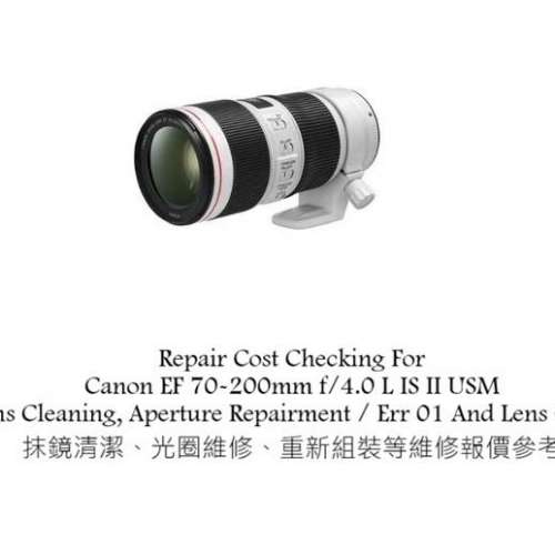 Repair Cost Checking For Canon EF 70-200mm f/4.0 L IS II USM Lens Cleaning