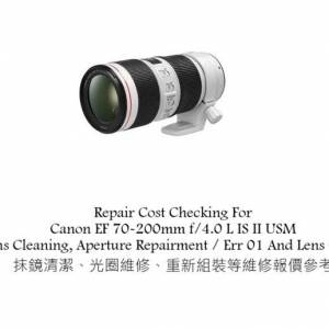 Repair Cost Checking For Canon EF 70-200mm f/4.0 L IS II USM Lens Cleaning