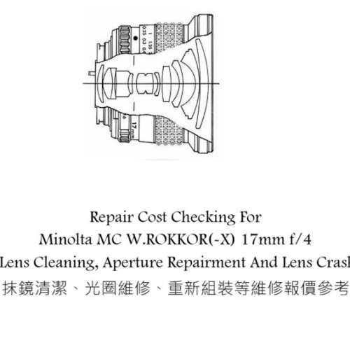 Repair Cost Checking For Minolta MC W.ROKKOR(-X) 17mm f/4 Lens Cleaning