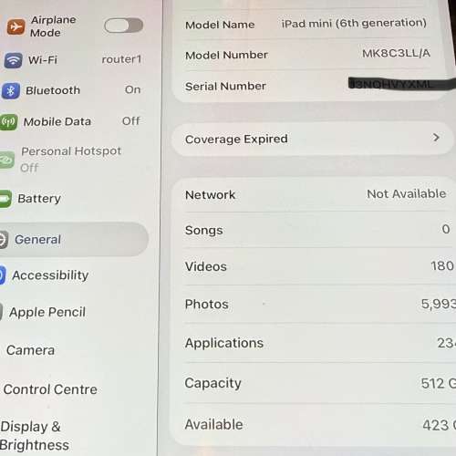 iPad Mini 6 wifi+cellular 512GB