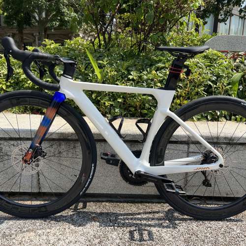 亮光白色 45碼 JAVA FUOCO TOP 火6 24速 油剎桶軸 碳刀碳纖維公路車 送水架前後蛙燈