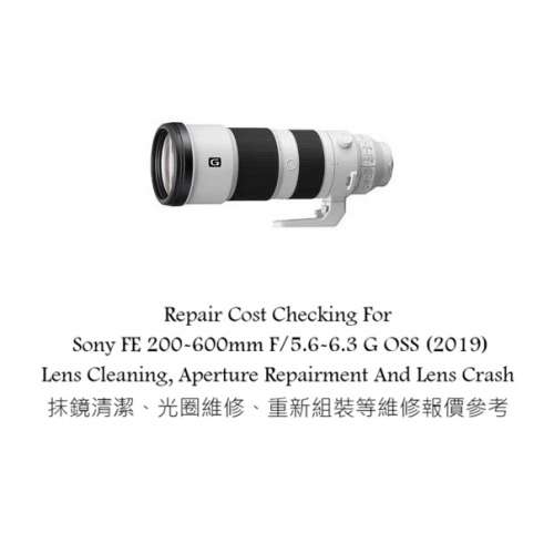 Repair Cost Checking For Sony FE 200-600mm F/5.6-6.3 G OSS (2019) Lens Cleaning