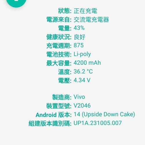 白色 1米 6A USB-A to USB-C 充電線 可以啟動 Vivo iQOO 閃充 Type A to Type C Ca...