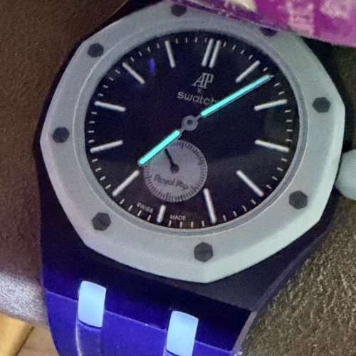 Swatch Royal Pop LAN BA 深藍色小秒針款 錶帶 一套