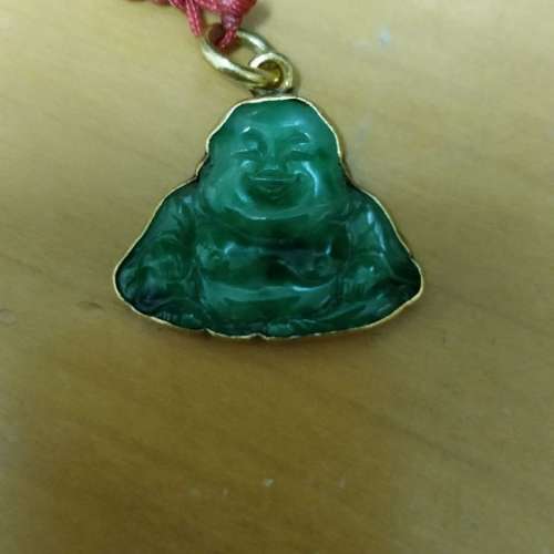 出售9999千足純金鑲嵌A貨翡翠大肚吊墜佛.