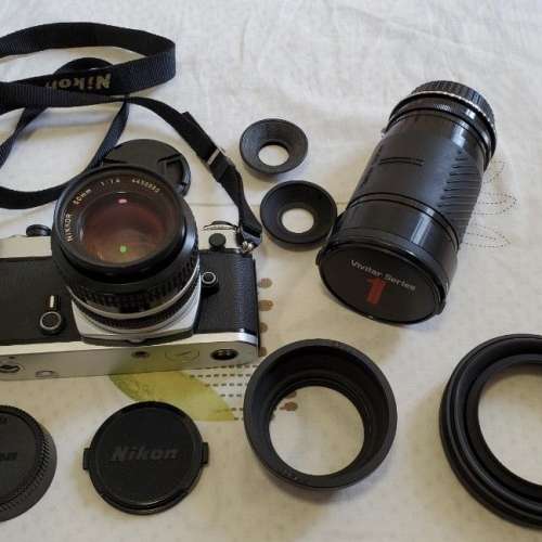 Nikon FE 菲林機 50mm f1.4 & Vivitar 28-105 zoom HK$2,500