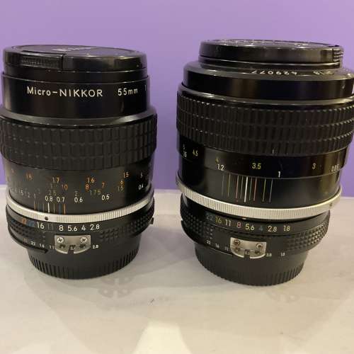 Nikon AI 85mm f/1.8 & AIS 55mm f/2.8 macro lens .  85/1.8 已售   55/2.8 macro...