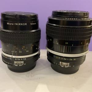 Nikon AI 85mm f/1.8 & AIS 55mm f/2.8 macro lens .  85/1.8 已售   55/2.8 macro...
