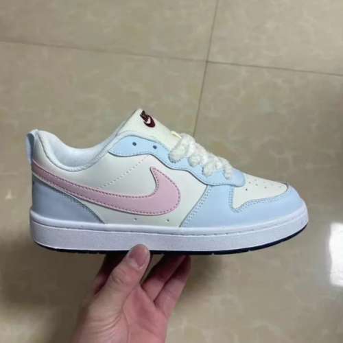 【全新原盒】Nike Court Borough 2 低幫板鞋｜海鹽奶泡藍粉配色｜毛絨鞋帶