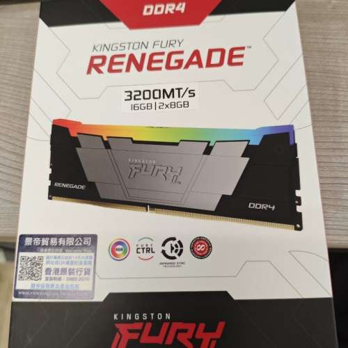 (全新)未開封行貨 Kingston Fury Renegade DDR4 3200MT/s 16GB (2x8GB) RGB 記憶體...