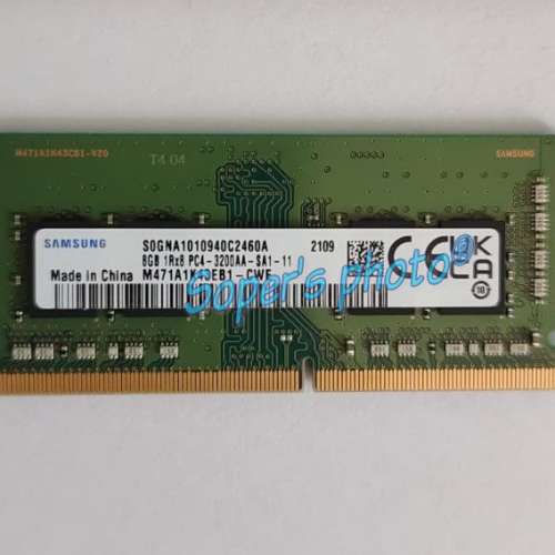 折機件未用過全新Samsung DDR4 PC-3200 SO DIMM Ram